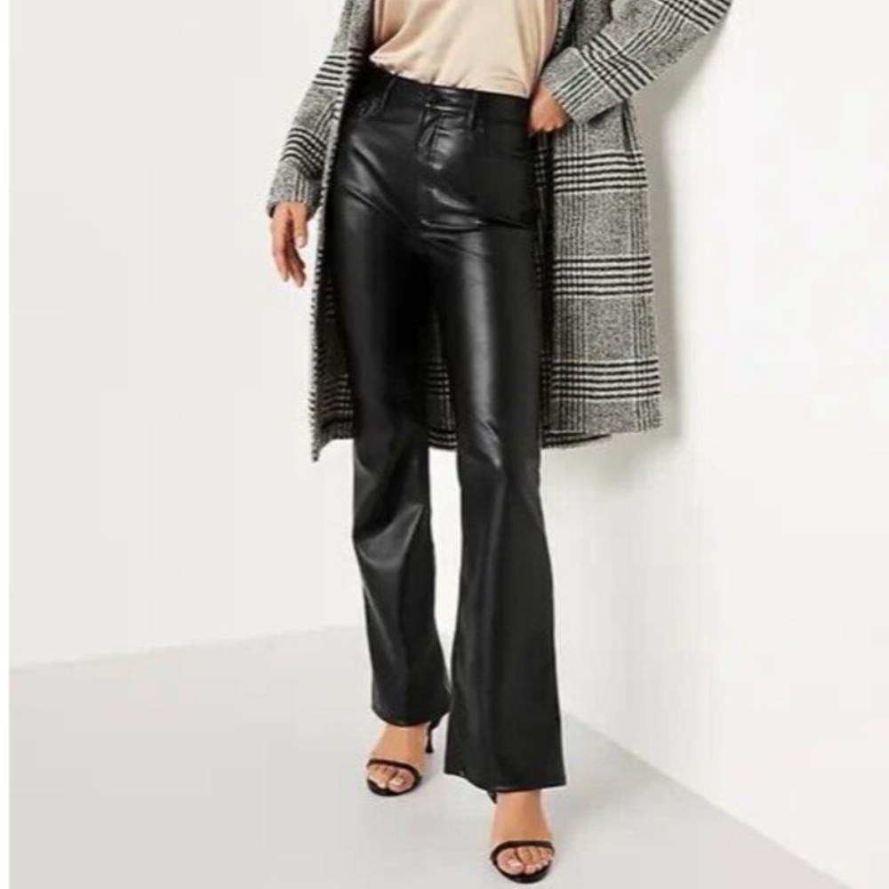 Old Navy Black High-Rise Flare Faux Leather Pants